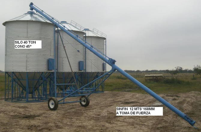 Sinfines Elevadores de Granos para Silos Metálicos Cono Aereo